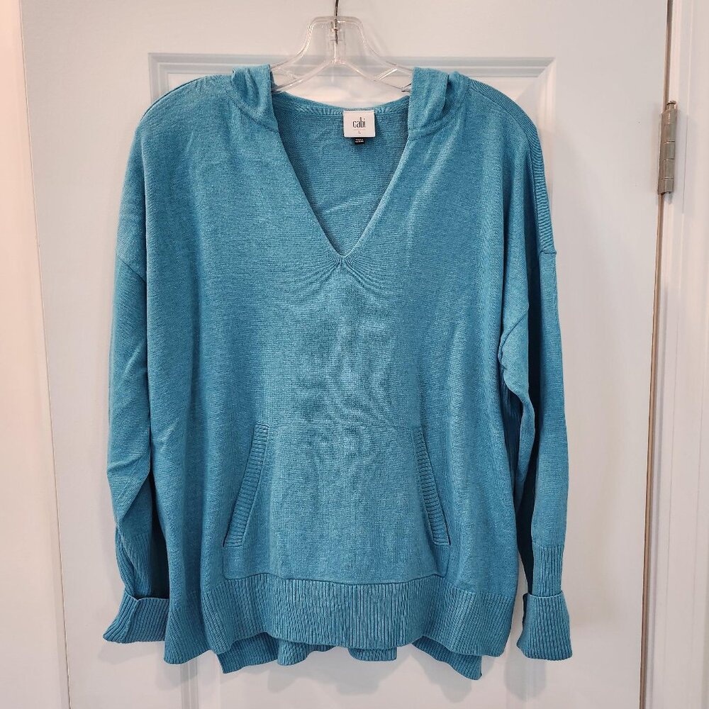 CAbi Hop to Hoodie Turquoise Blue Size Large Lightweight Coastal Layer Beach